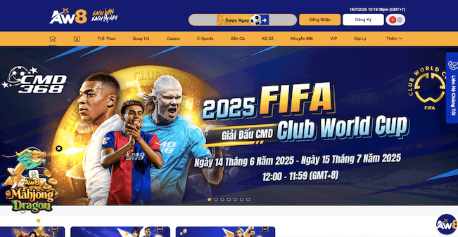 Giao diện các sảnh casino trực tuyến đa dạng tại nhà cái AW8.